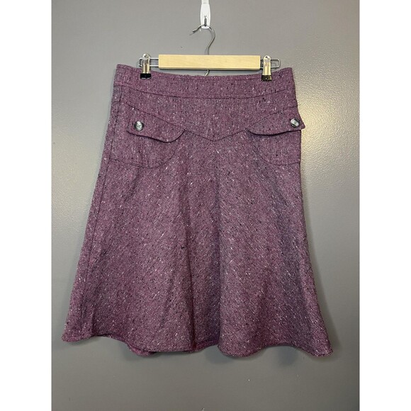 Necessary Objects Skirt Womens Medium Purple Wool Blend A-Line Tweed Made in USA - Picture 1 of 5